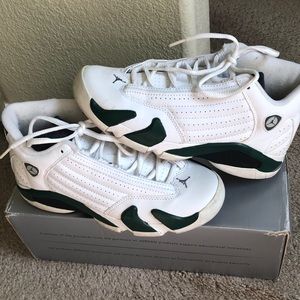 Air Jordan 14 Retro white forest green size 4.5